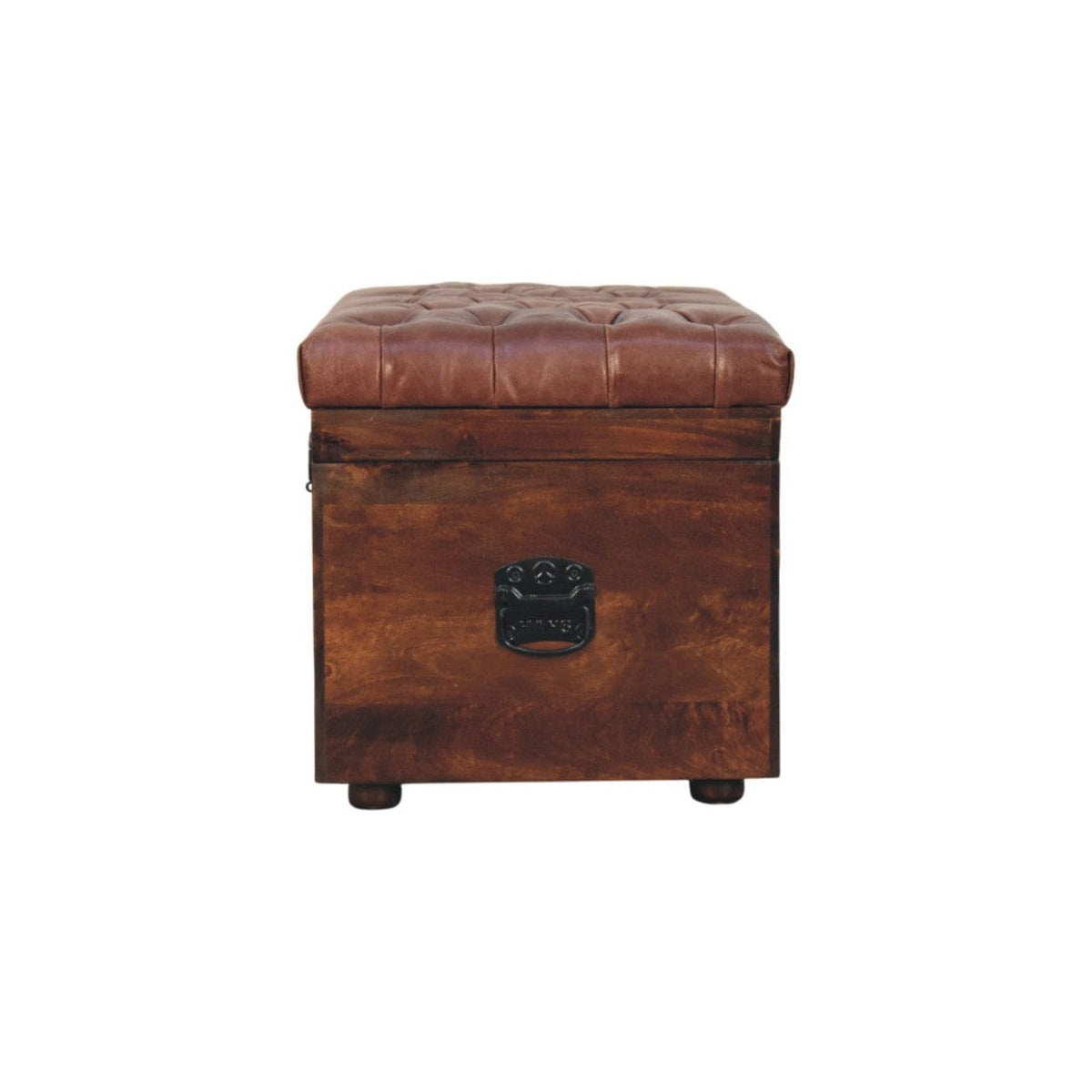 Mid-Century Modern Brown Buffalo hide leather Storage Trunk - Solid Mango Wood Blanket Chest for Bedroom - product view 8...