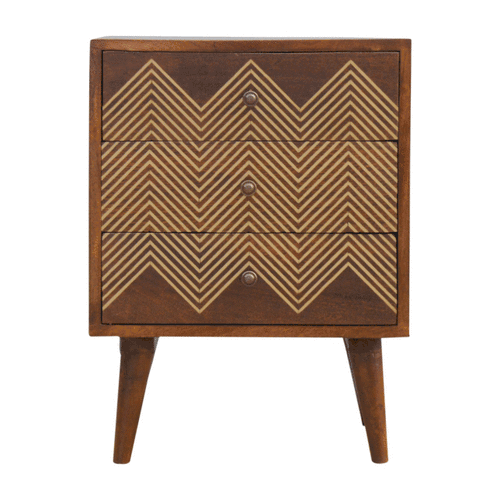 Mid-Century Modern Chestnut End Table - Solid Mango Wood Side Table for Living Room - product view 6 showing handcrafted...