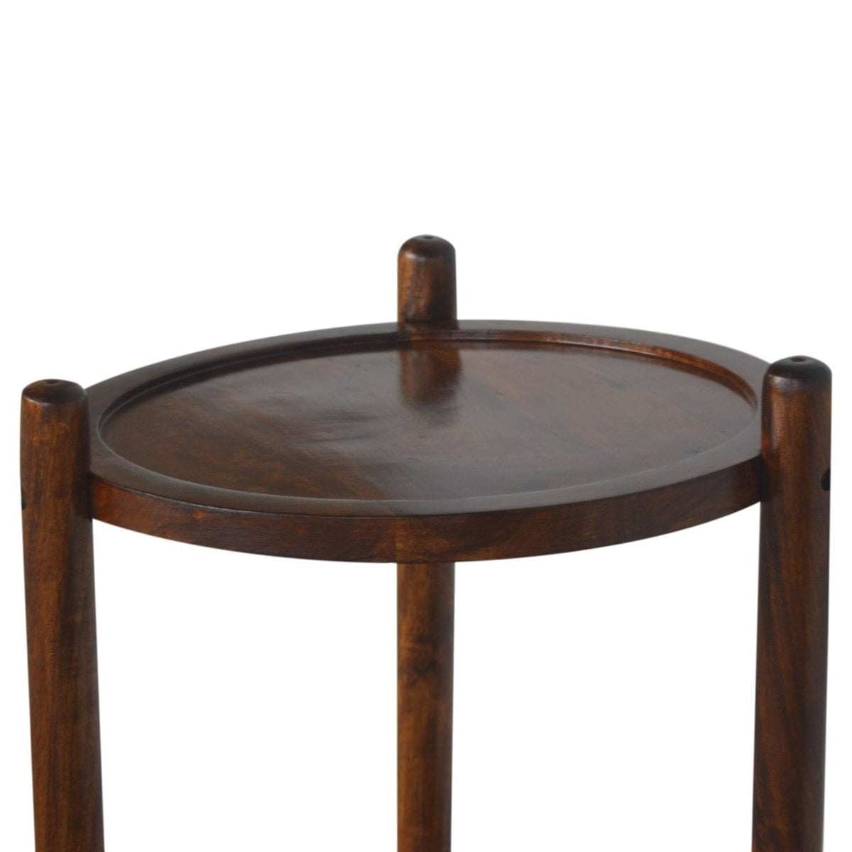 Mid-Century Modern Chestnut Tray Table - Solid Mango Wood Butler Tray for Living Room - product view 3 showing...