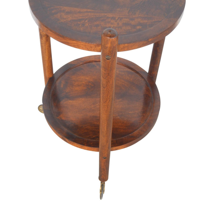 Mid-Century Modern Chestnut Tray Table - Solid Mango Wood Butler Tray for Living Room - product view 2 showing...