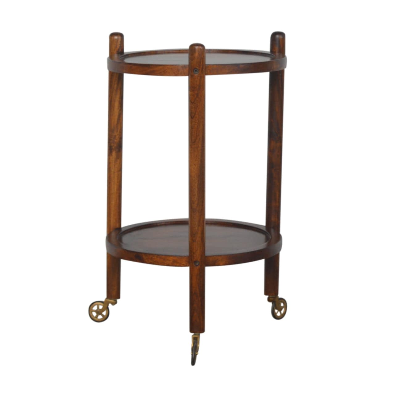 Mid-Century Modern Chestnut Tray Table - Solid Mango Wood Butler Tray for Living Room - main view showing handcrafted...