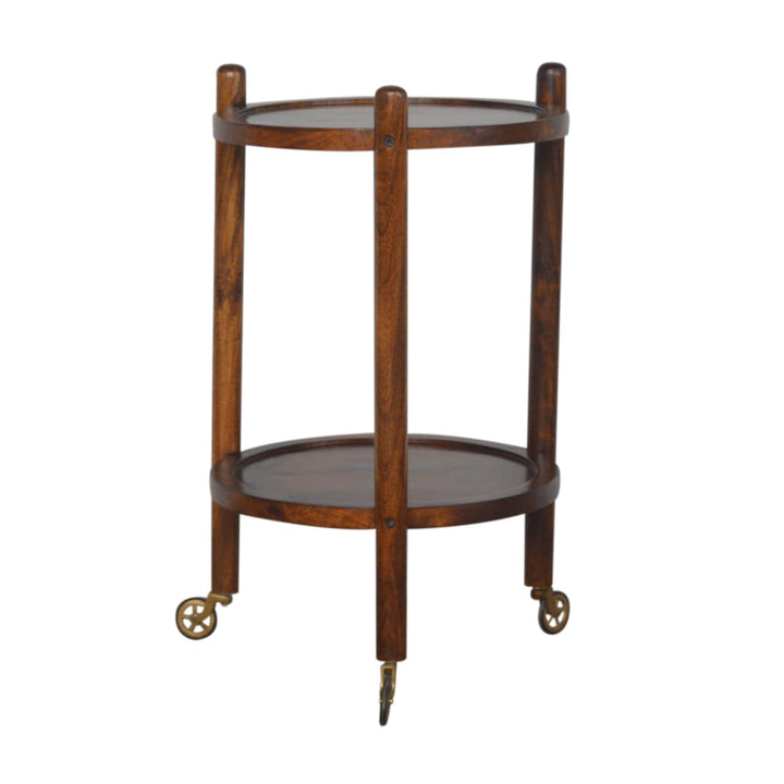 Mid-Century Modern Chestnut Tray Table - Solid Mango Wood Butler Tray for Living Room - main view showing handcrafted...