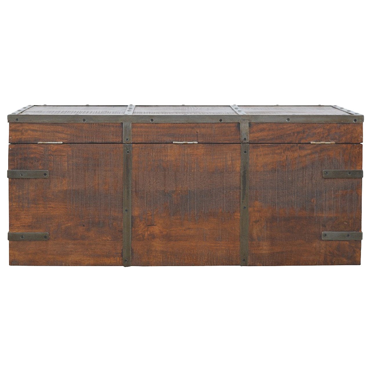 Mid-Century Modern Iron Storage Box - Solid Mango Wood Storage Container for Home - product view 5 showing handcrafted...