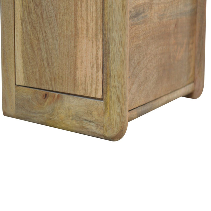 Gallery Back Nightstand - Solid Mango Wood Bedside Table for Bedroom - product view 7 showing handcrafted solid mango...