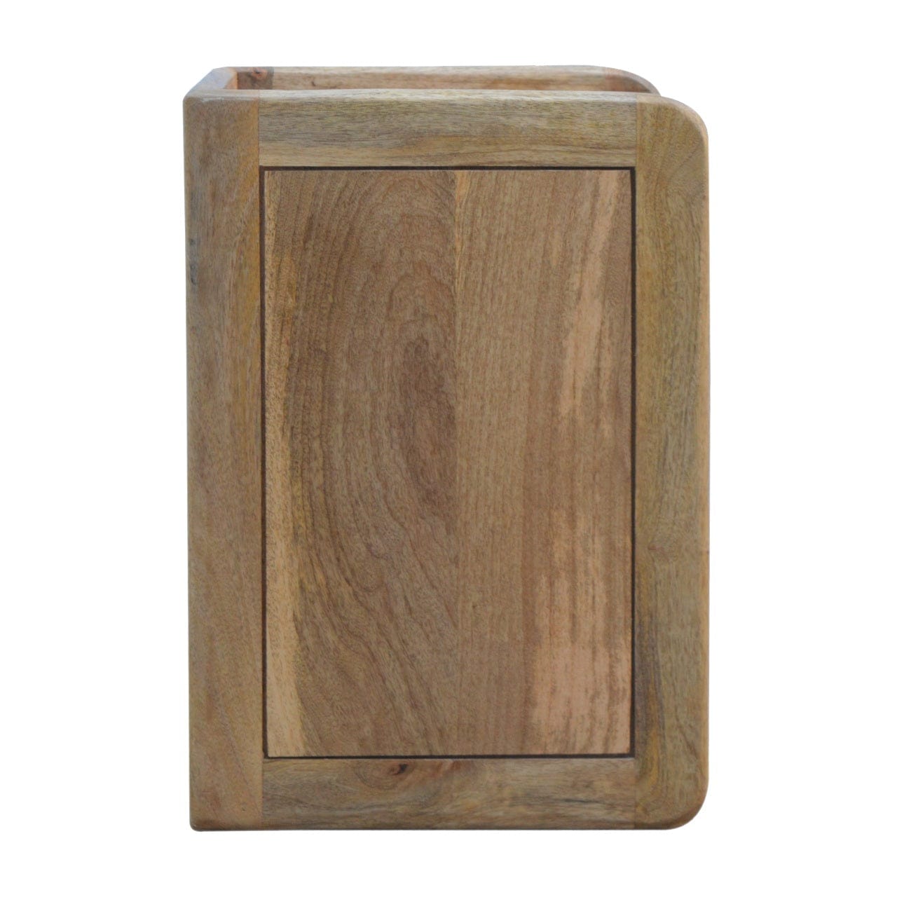 Gallery Back Nightstand - Solid Mango Wood Bedside Table for Bedroom - product view 5 showing handcrafted solid mango...