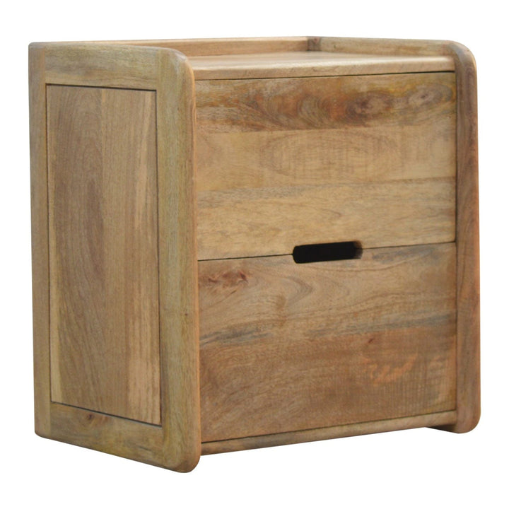 Gallery Back Nightstand - Solid Mango Wood Bedside Table for Bedroom - main view showing handcrafted solid mango wood...