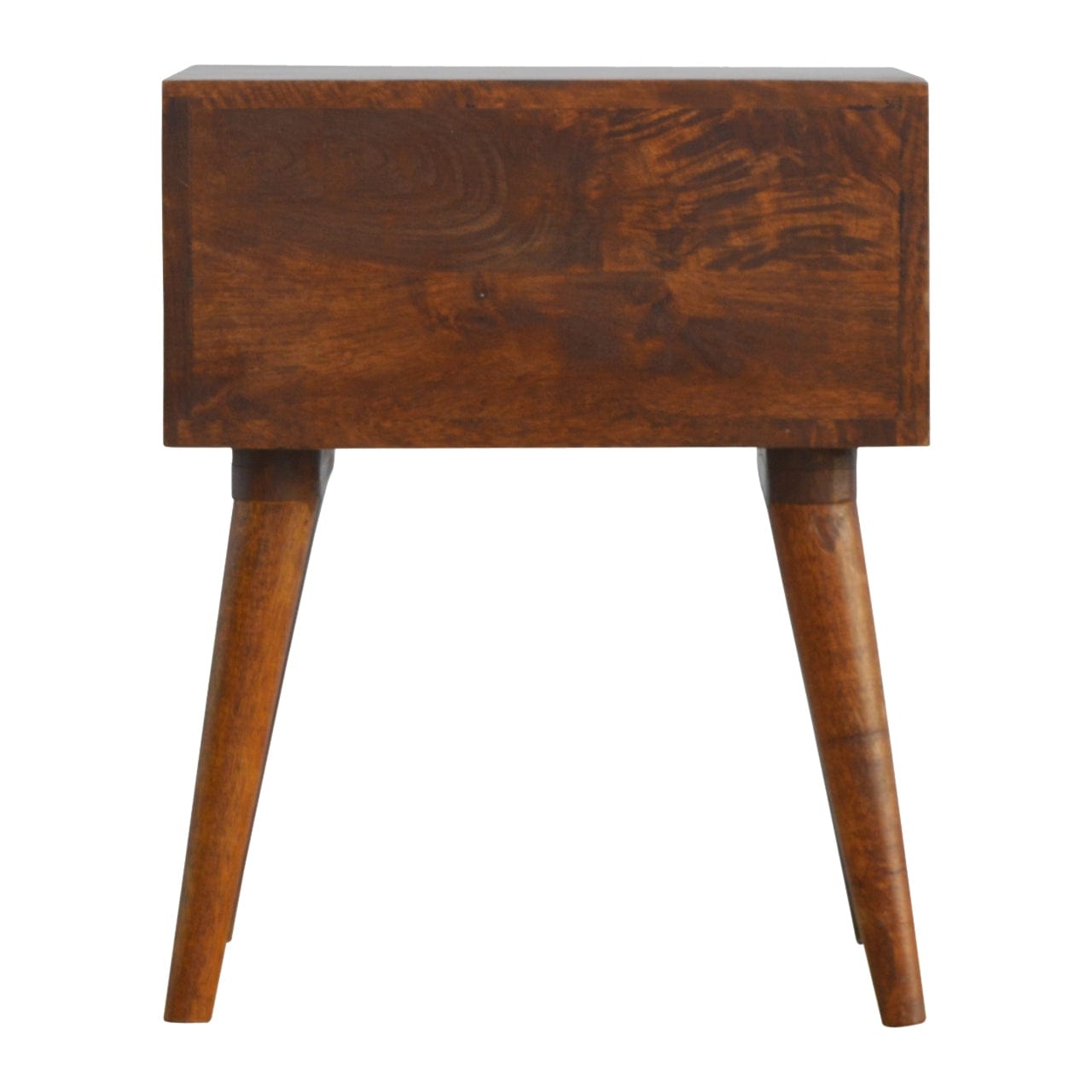 Geo Brass Inlay Nightstand - Solid Mango Wood Bedside Table for Bedroom - product view 8 showing handcrafted solid mango...