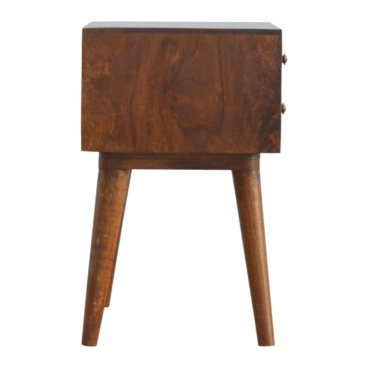 Geo Brass Inlay Nightstand - Solid Mango Wood Bedside Table for Bedroom - product view 7 showing handcrafted solid mango...