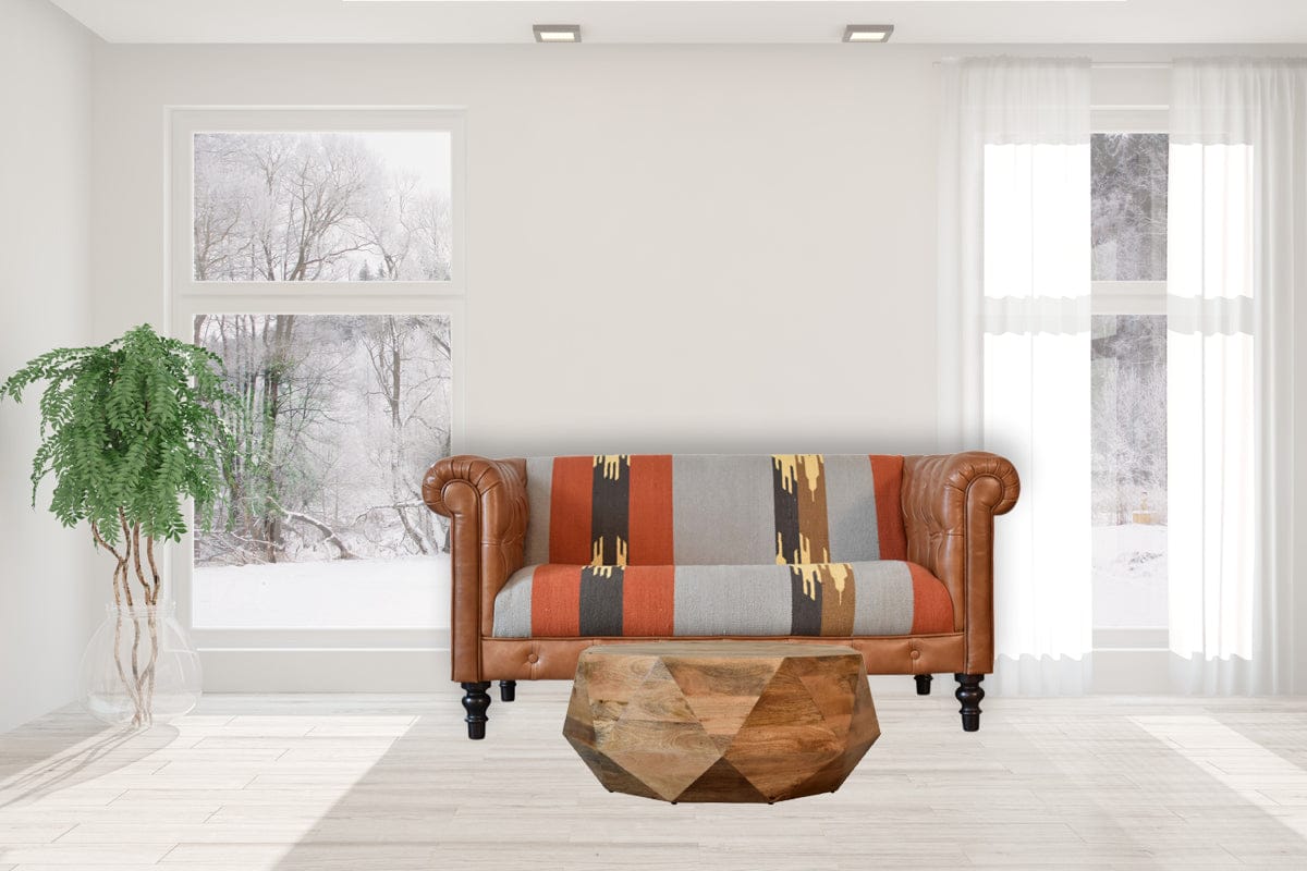 Geo Solid Wood Coffee Table - Solid Mango Wood Center Table for Living Room - product view 8 showing handcrafted solid...