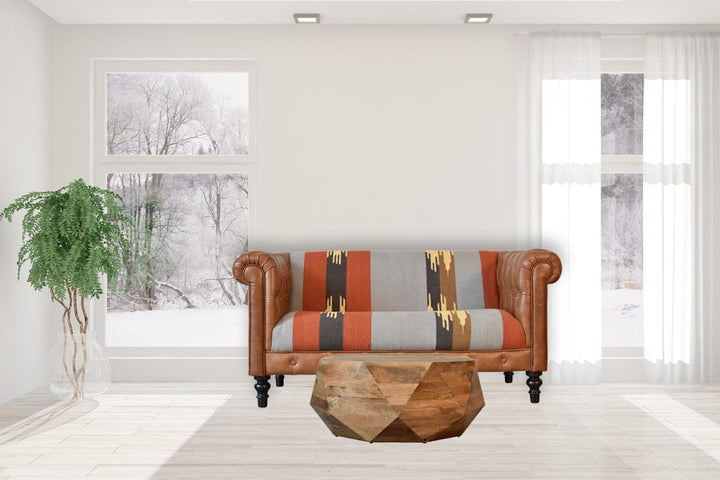 Geo Solid Wood Coffee Table - Solid Mango Wood Center Table for Living Room - product view 8 showing handcrafted solid...