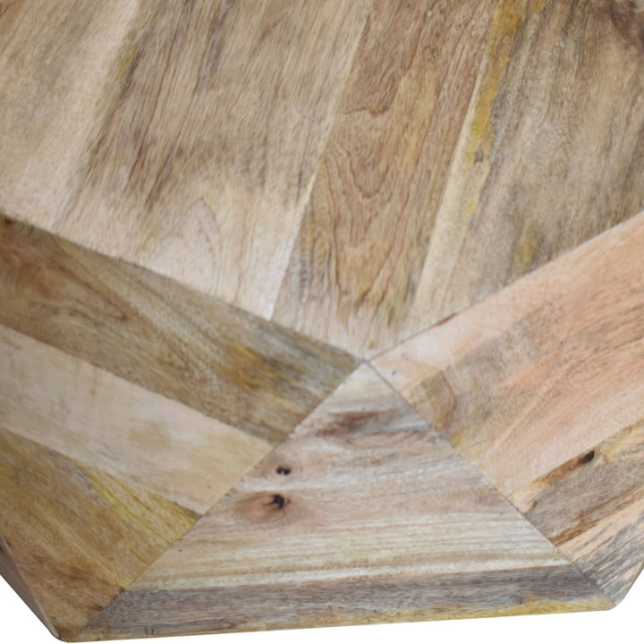 Geo Solid Wood Coffee Table - Solid Mango Wood Center Table for Living Room - product view 7 showing handcrafted solid...