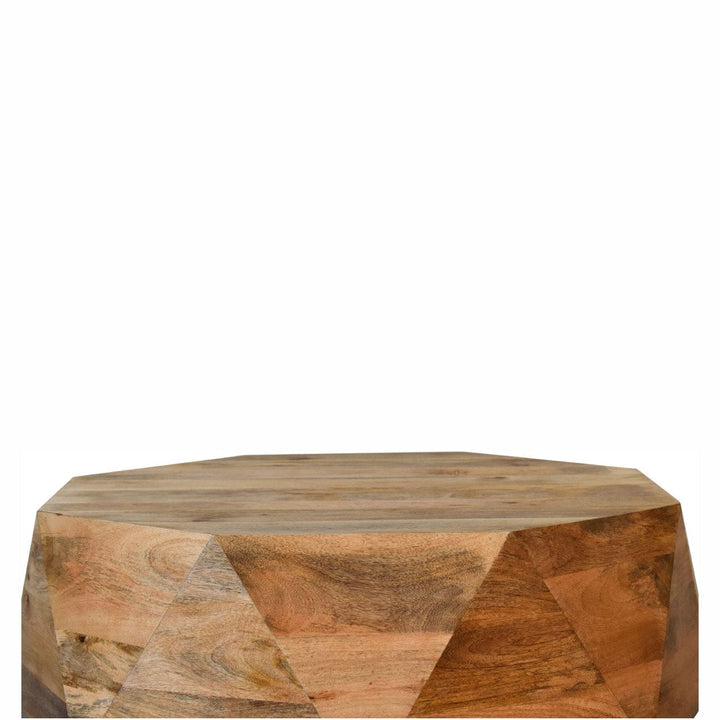 Geo Solid Wood Coffee Table - Solid Mango Wood Center Table for Living Room - product view 6 showing handcrafted solid...