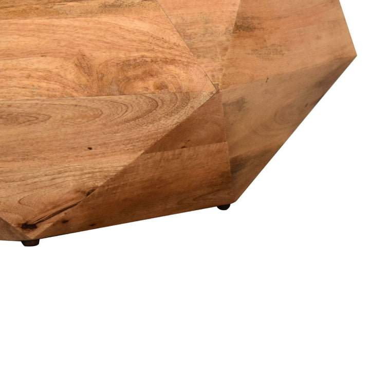 Geo Solid Wood Coffee Table - Solid Mango Wood Center Table for Living Room - product view 5 showing handcrafted solid...