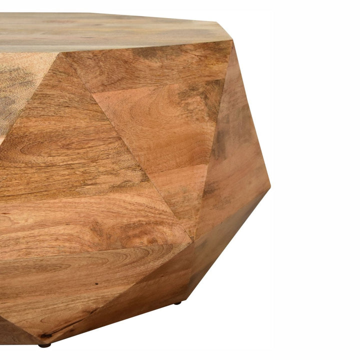 Geo Solid Wood Coffee Table - Solid Mango Wood Center Table for Living Room - product view 4 showing handcrafted solid...