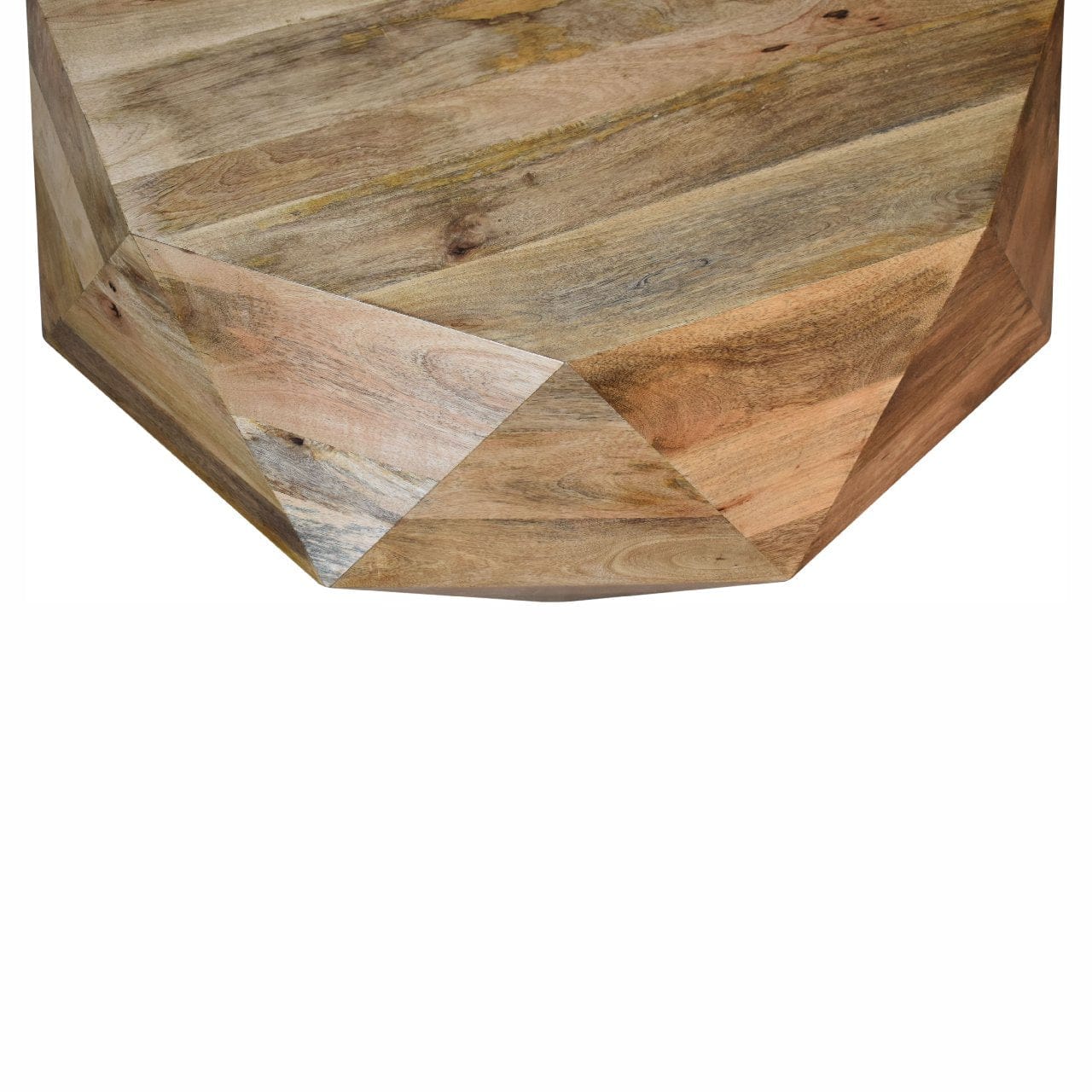 Geo Solid Wood Coffee Table - Solid Mango Wood Center Table for Living Room - product view 3 showing handcrafted solid...