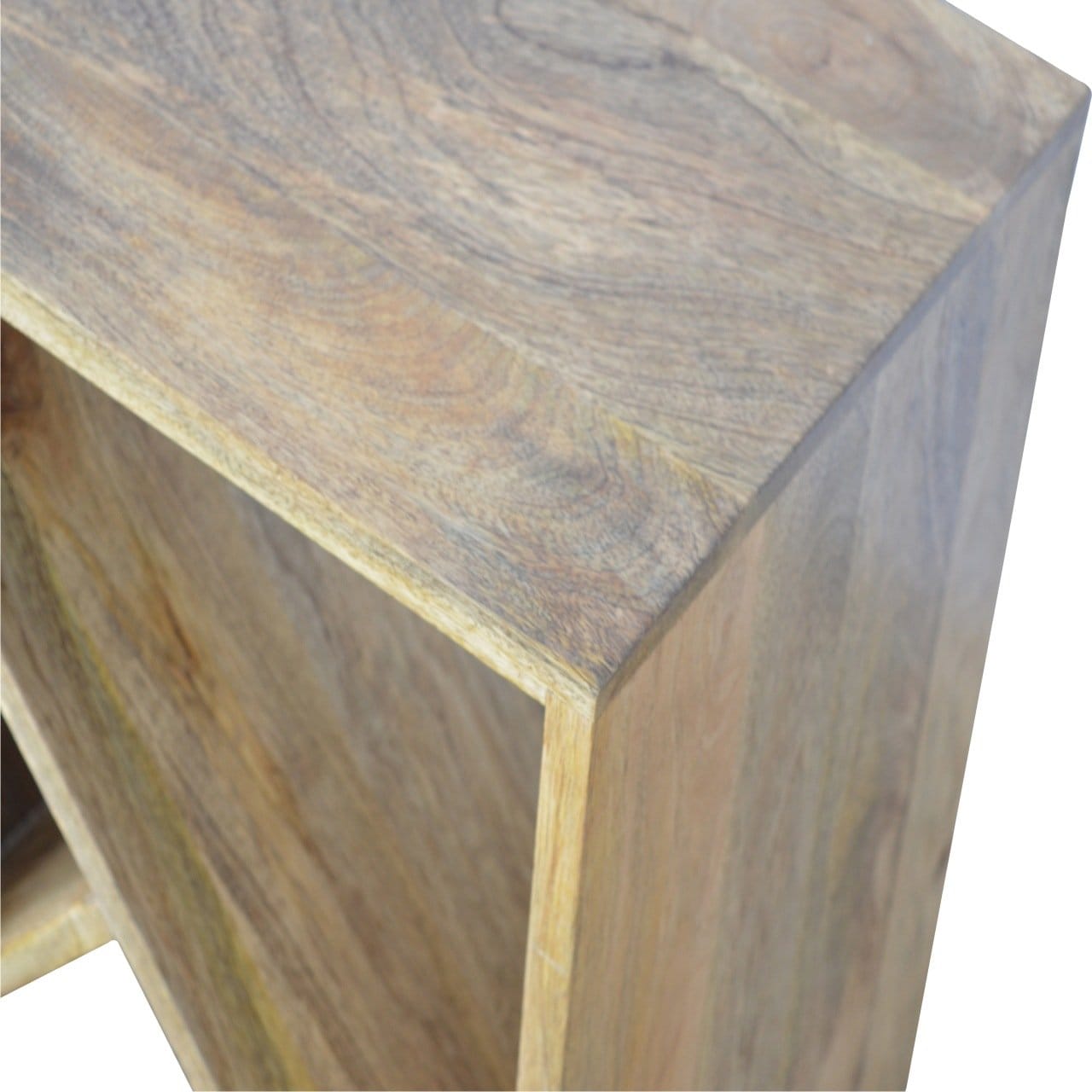 Geometric Library End Table - Solid Mango Wood Side Table for Living Room - product view 6 showing handcrafted solid...