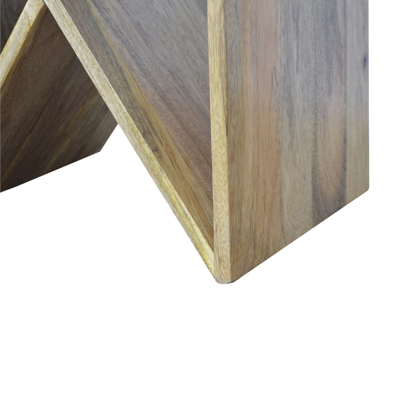 Geometric Library End Table - Solid Mango Wood Side Table for Living Room - product view 5 showing handcrafted solid...