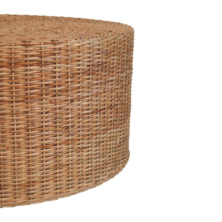 Glamorous Regency Round Woven Coffee Table - Solid Mango Wood Center Table for Living Room - product view 5 showing...