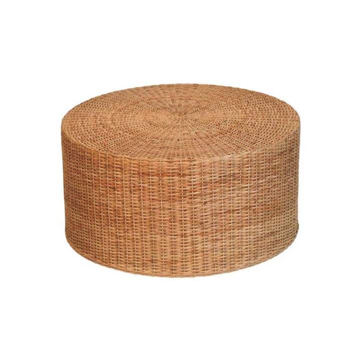 Glamorous Regency Round Woven Coffee Table - Solid Mango Wood Center Table for Living Room - product view 2 showing...