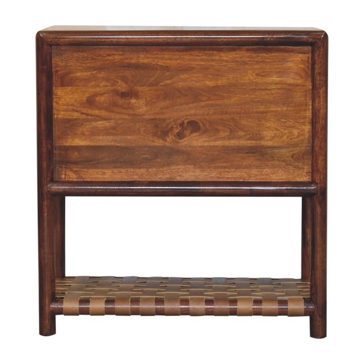 Glamorous Woven Chestnut Dresser - Solid Mango Wood Storage Cabinet for Bedroom - product view 9 showing handcrafted...