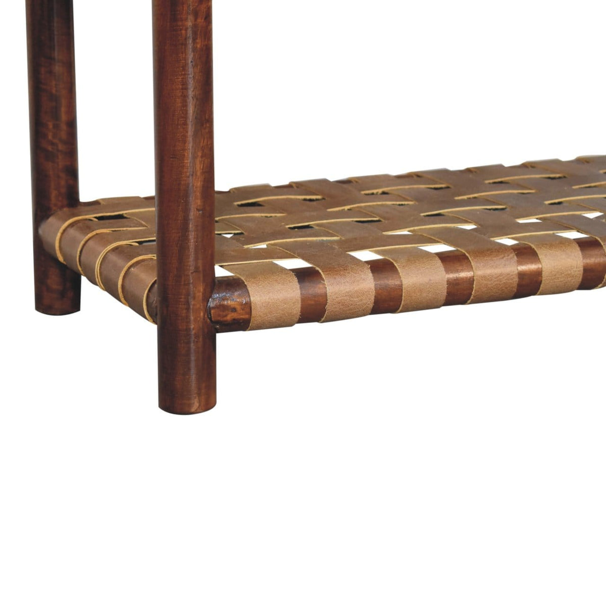Glamorous Woven Chestnut Dresser - Solid Mango Wood Storage Cabinet for Bedroom - product view 7 showing handcrafted...