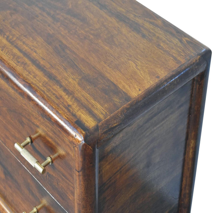 Glamorous Woven Chestnut Dresser - Solid Mango Wood Storage Cabinet for Bedroom - product view 6 showing handcrafted...