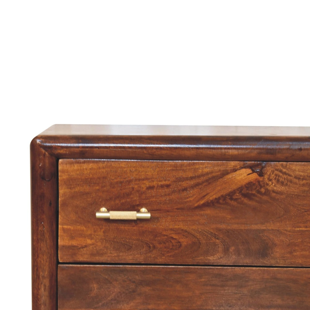 Glamorous Woven Chestnut Dresser - Solid Mango Wood Storage Cabinet for Bedroom - product view 5 showing handcrafted...