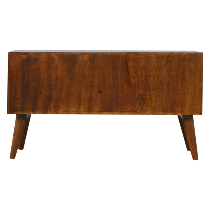 Gold Art Pattern Sideboard - Solid Mango Wood Buffet Cabinet for Dining Room - product view 8 showing handcrafted solid...