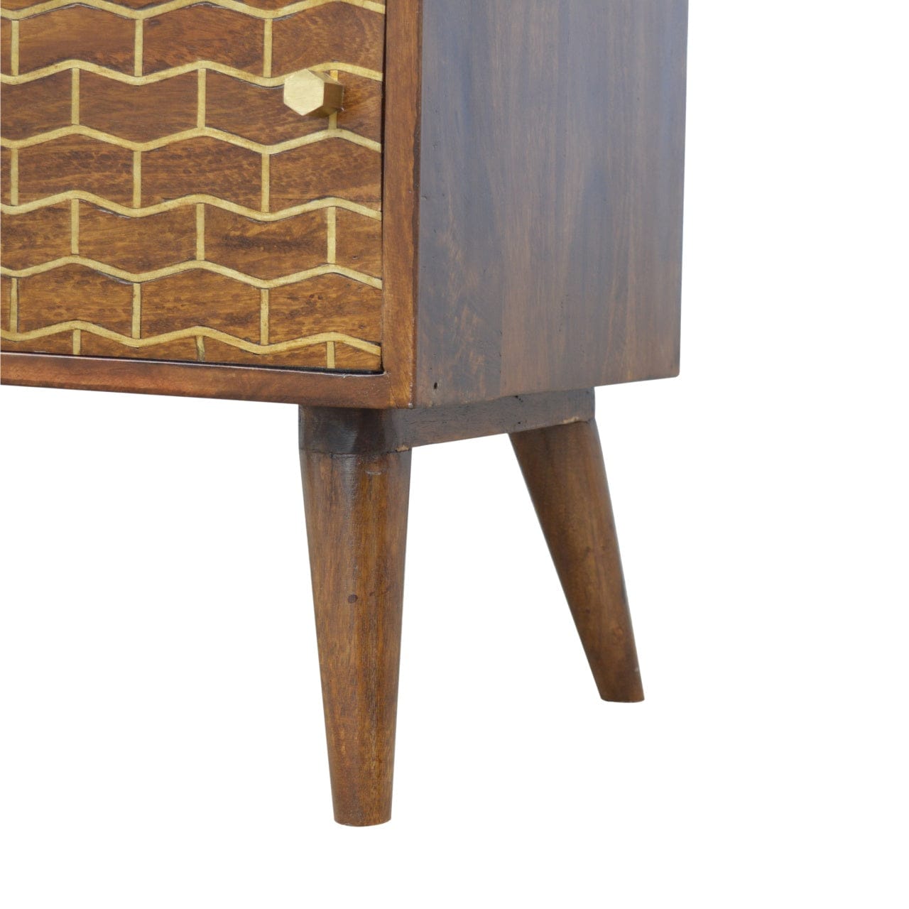 Gold Art Pattern Sideboard - Solid Mango Wood Buffet Cabinet for Dining Room - product view 4 showing handcrafted solid...