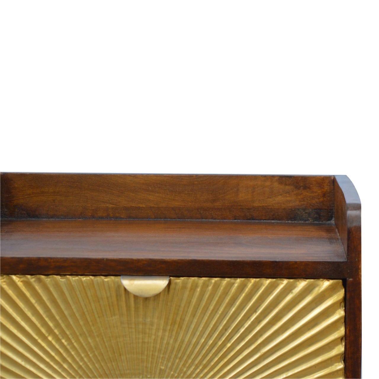Gold One Drawer Nightstand - Solid Mango Wood Bedside Table for Bedroom - product view 7 showing handcrafted solid mango...