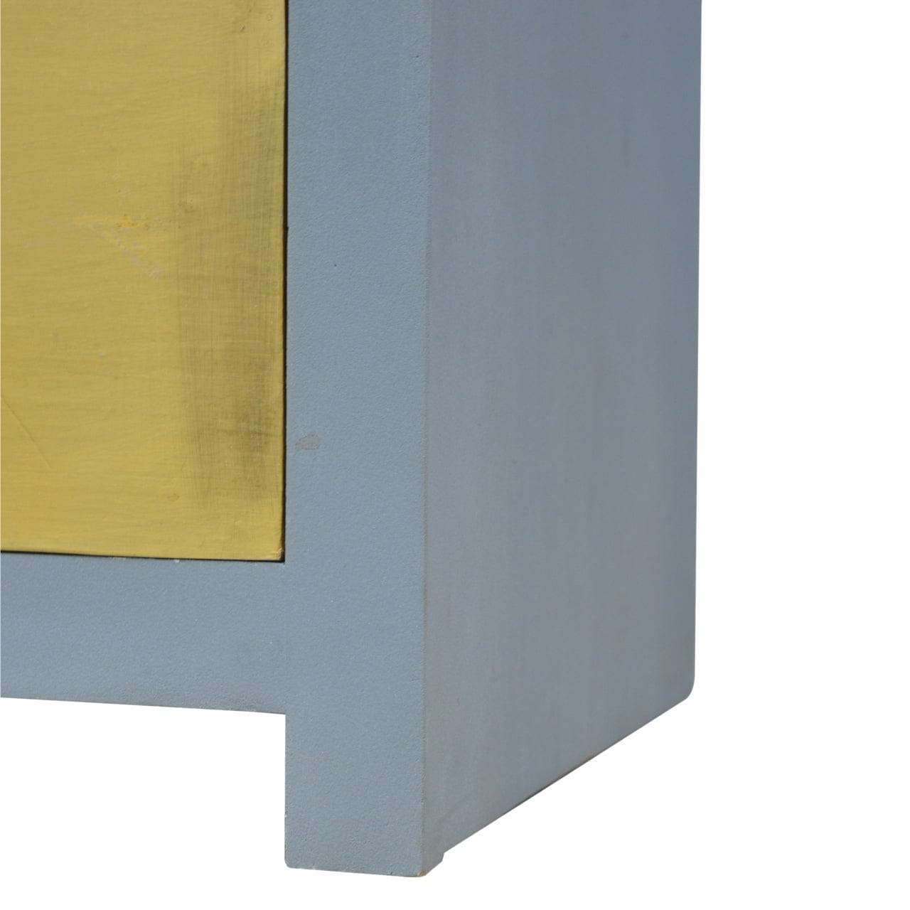 Gold x Cement Nightstand - Solid Mango Wood Bedside Table for Bedroom - product view 4 showing handcrafted solid mango...