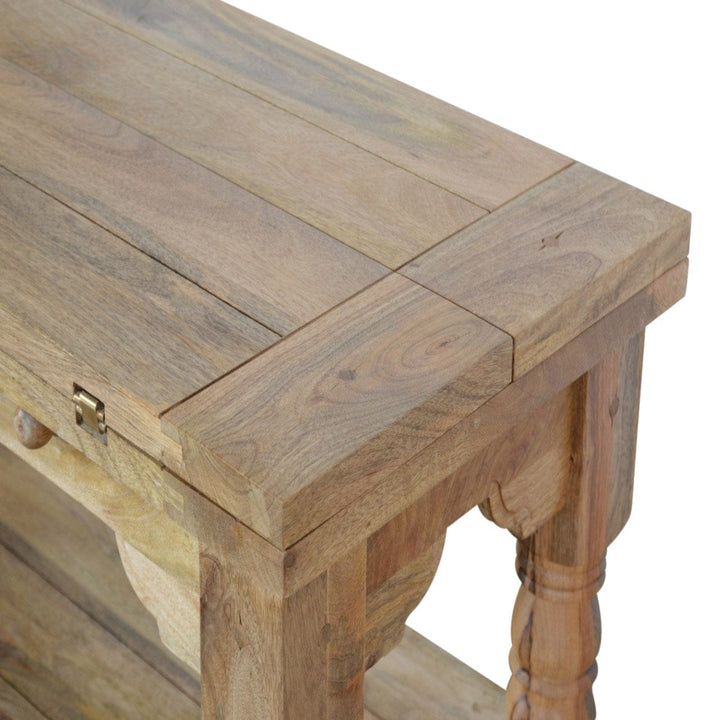 Granary Royale Trilogy Coffee Table - Solid Mango Wood Center Table for Living Room - product view 6 showing handcrafted...