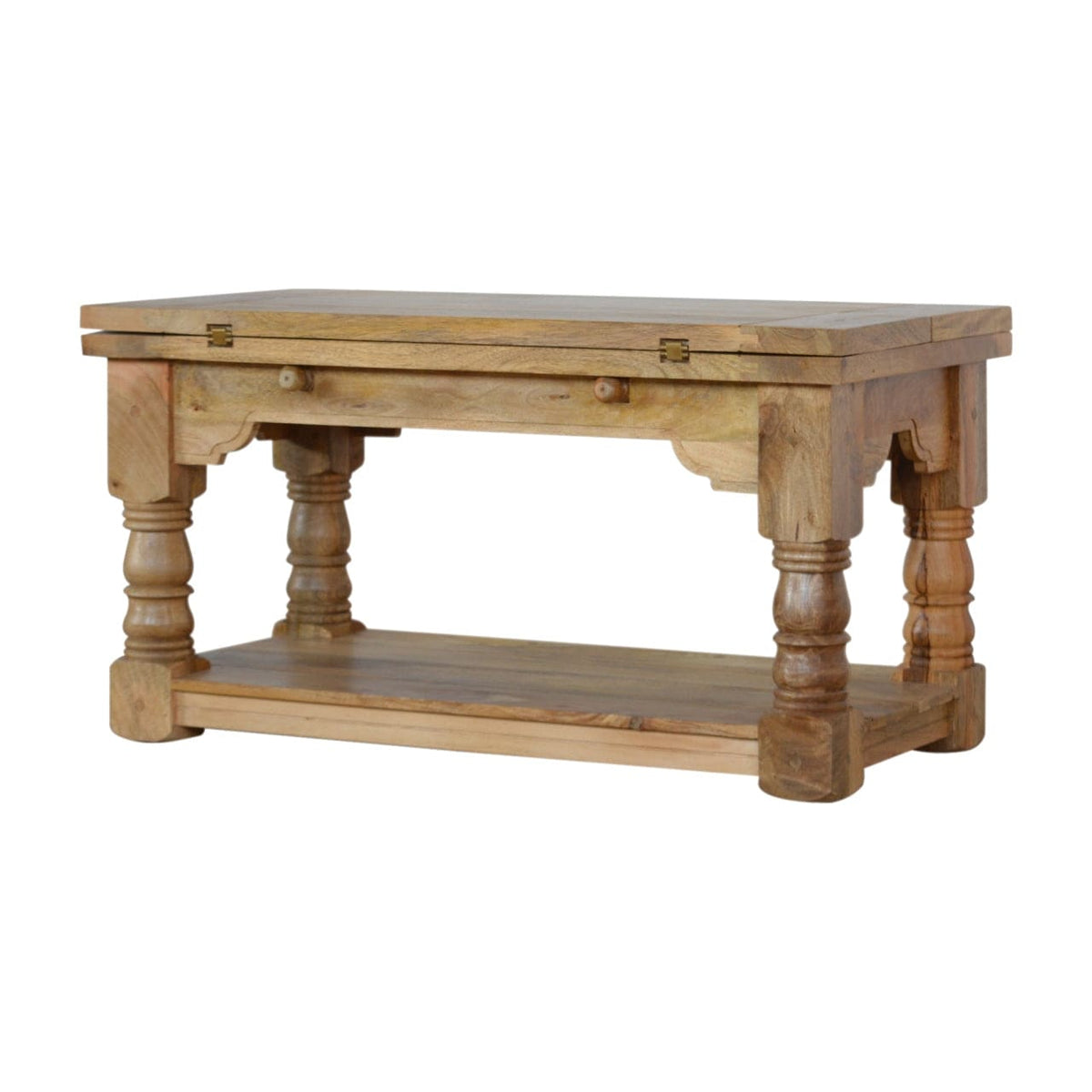 Granary Royale Trilogy Coffee Table - Solid Mango Wood Center Table for Living Room - main view showing handcrafted solid...