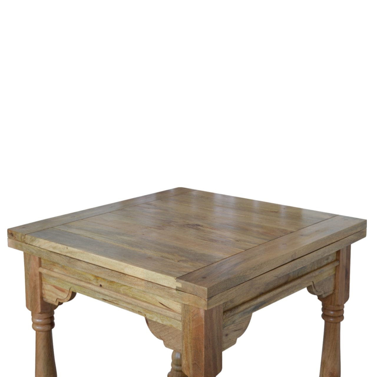 Granary Turned Dining Table - Solid Mango Wood Kitchen Table - product view 9 showing handcrafted solid mango wood dining...