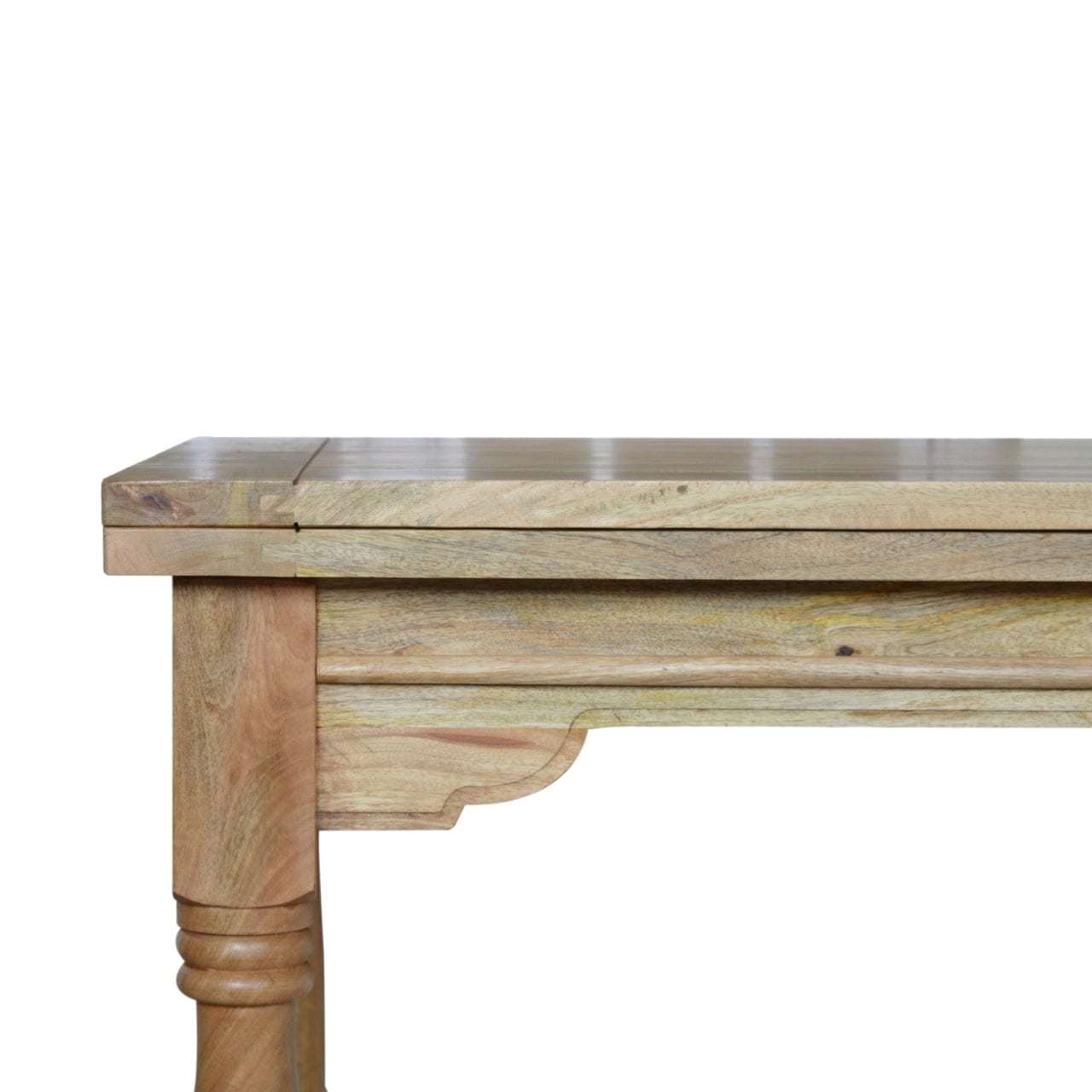 Granary Turned Dining Table - Solid Mango Wood Kitchen Table - product view 6 showing handcrafted solid mango wood dining...