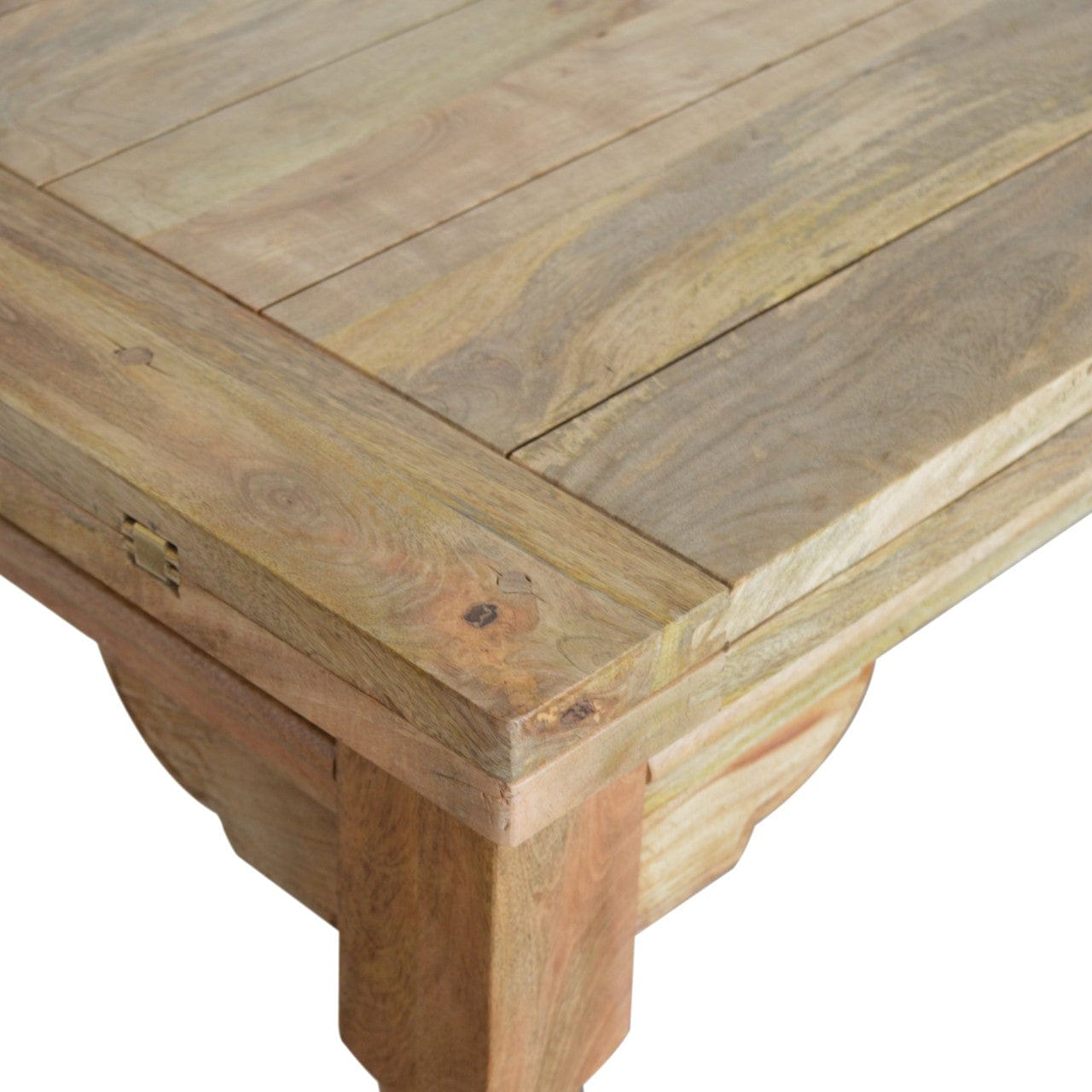 Granary Turned Dining Table - Solid Mango Wood Kitchen Table - product view 5 showing handcrafted solid mango wood dining...