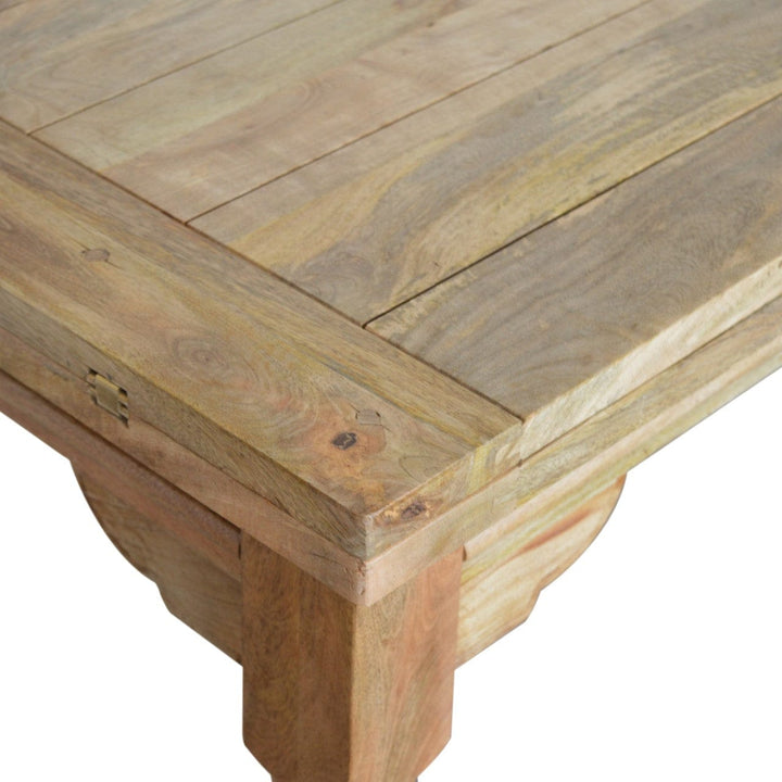 Granary Turned Dining Table - Solid Mango Wood Kitchen Table - product view 5 showing handcrafted solid mango wood dining...