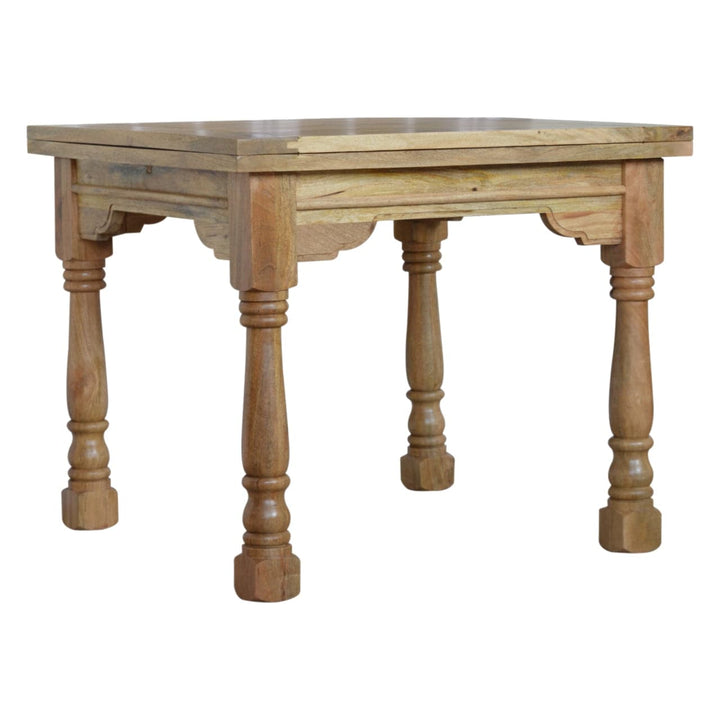 Granary Turned Dining Table - Solid Mango Wood Kitchen Table - product view 4 showing handcrafted solid mango wood dining...