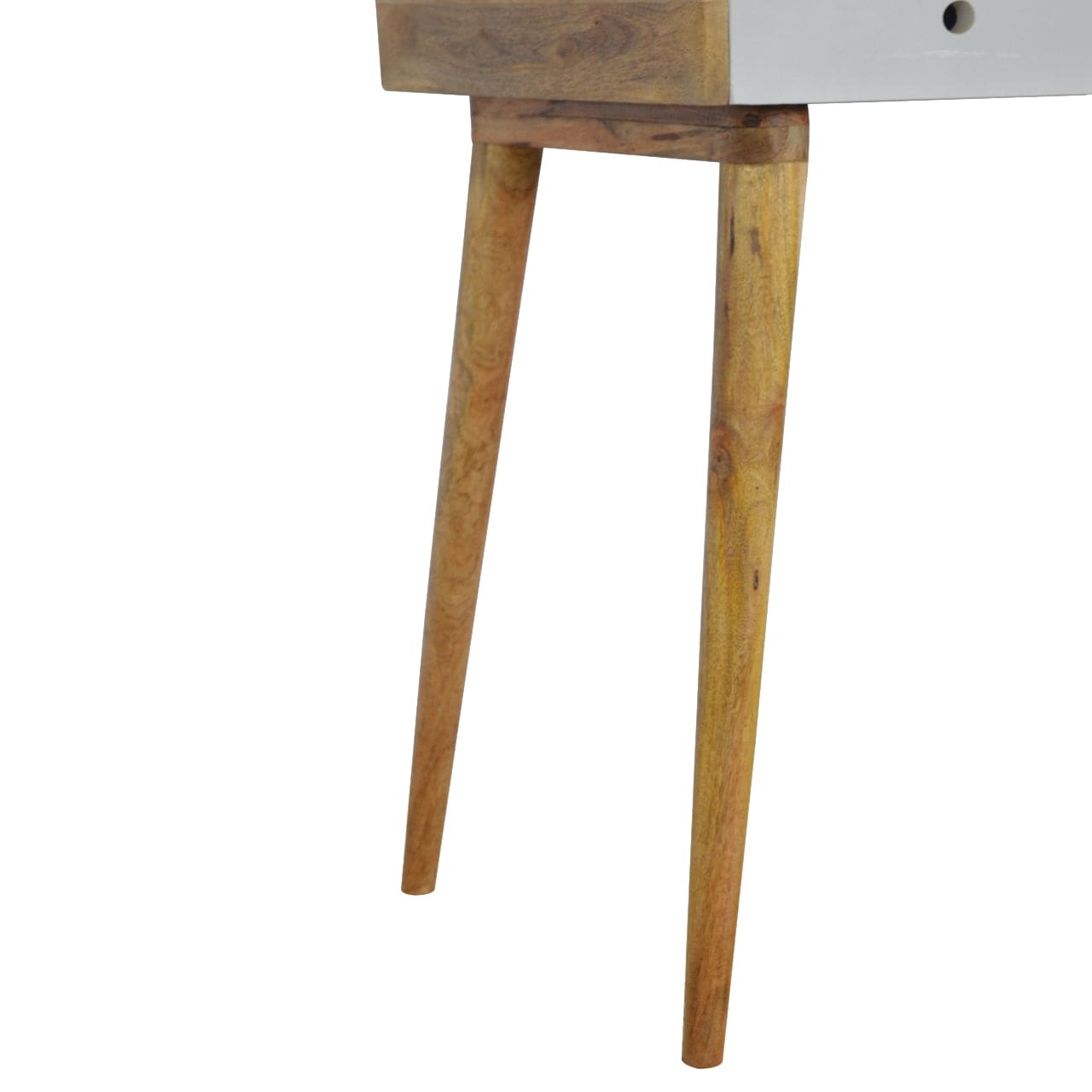Grey Gallery Writing Desk - Solid Mango Wood Writing Table for Home Office - product view 6 showing handcrafted solid...