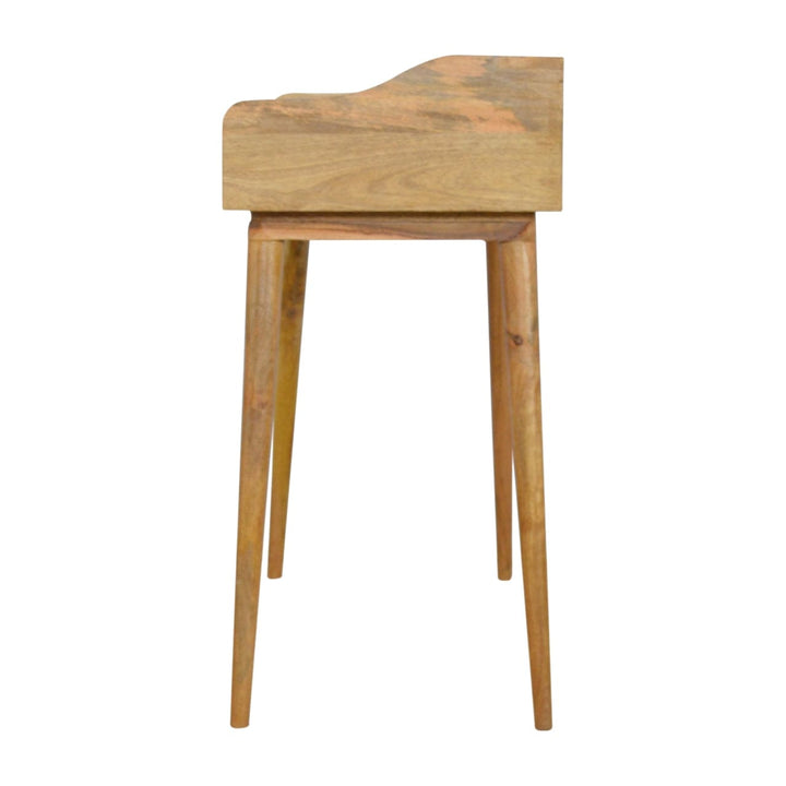 Grey Gallery Writing Desk - Solid Mango Wood Writing Table for Home Office - product view 3 showing handcrafted solid...