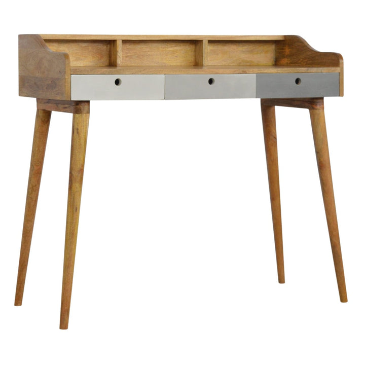 Grey Gallery Writing Desk - Solid Mango Wood Writing Table for Home Office - main view showing handcrafted solid mango...