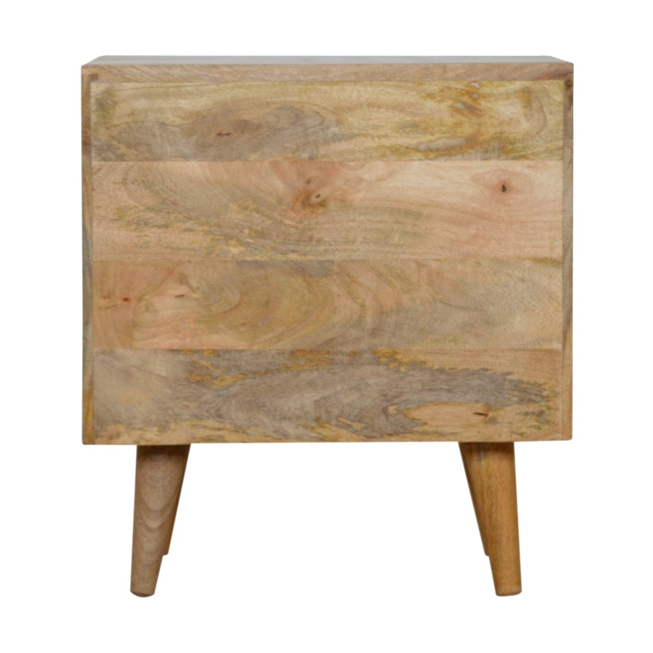 Grey Painted Cut-out Nightstand - Solid Mango Wood Bedside Table for Bedroom - product view 8 showing handcrafted solid...