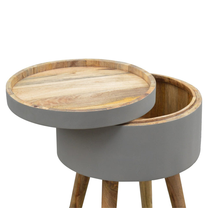 Grey Painted End Table - Solid Mango Wood Side Table for Living Room - product view 8 showing handcrafted solid mango...