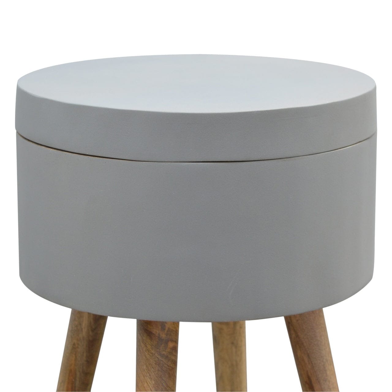 Grey Painted End Table - Solid Mango Wood Side Table for Living Room - product view 7 showing handcrafted solid mango...