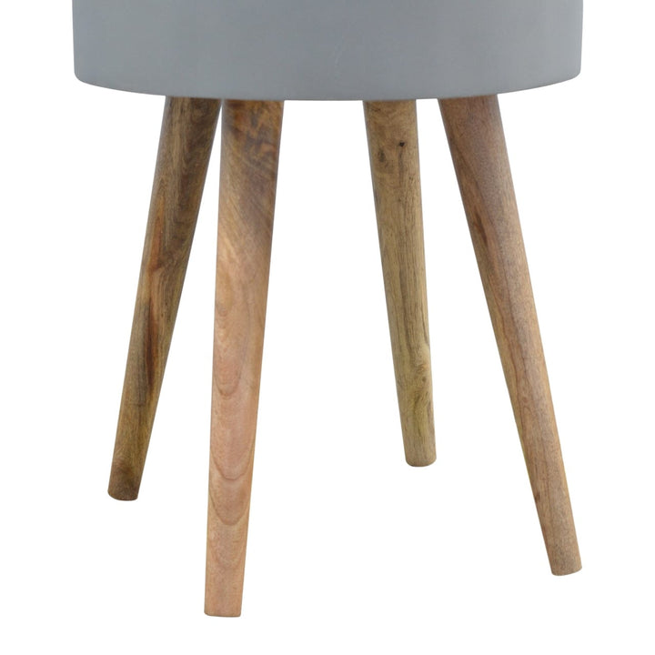 Grey Painted End Table - Solid Mango Wood Side Table for Living Room - product view 6 showing handcrafted solid mango...
