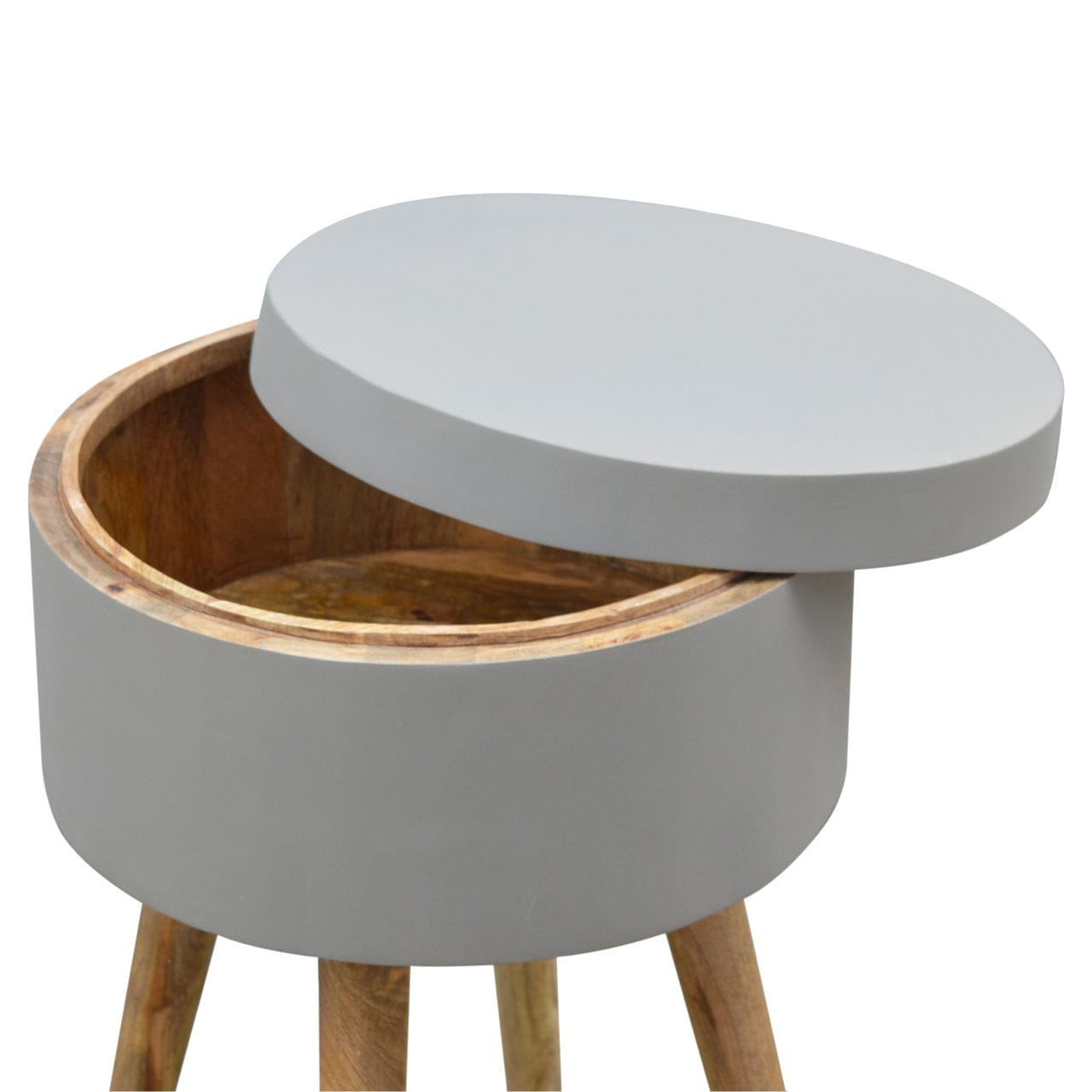 Grey Painted End Table - Solid Mango Wood Side Table for Living Room - product view 4 showing handcrafted solid mango...