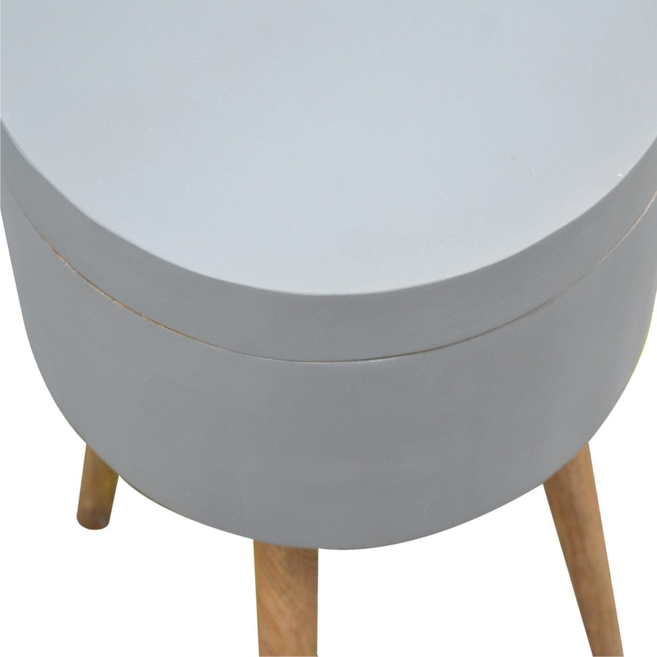 Grey Painted End Table - Solid Mango Wood Side Table for Living Room - product view 3 showing handcrafted solid mango...