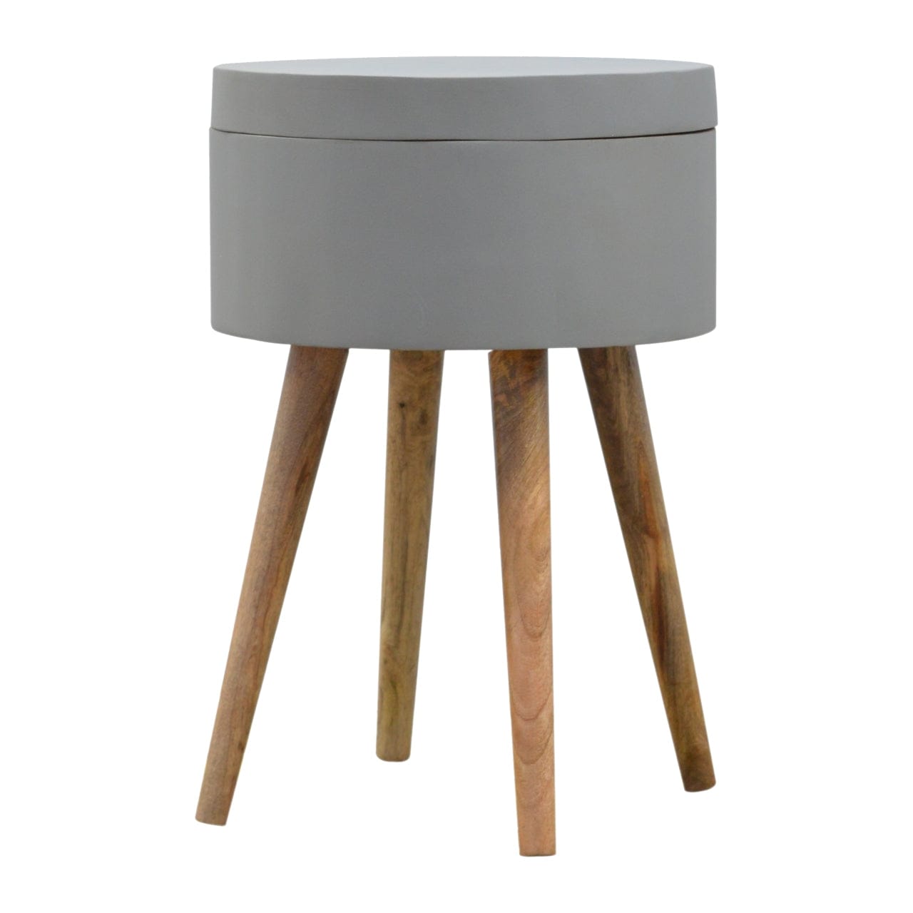 Grey Painted End Table - Solid Mango Wood Side Table for Living Room - product view 2 showing handcrafted solid mango...