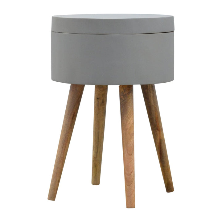 Grey Painted End Table - Solid Mango Wood Side Table for Living Room - product view 2 showing handcrafted solid mango...