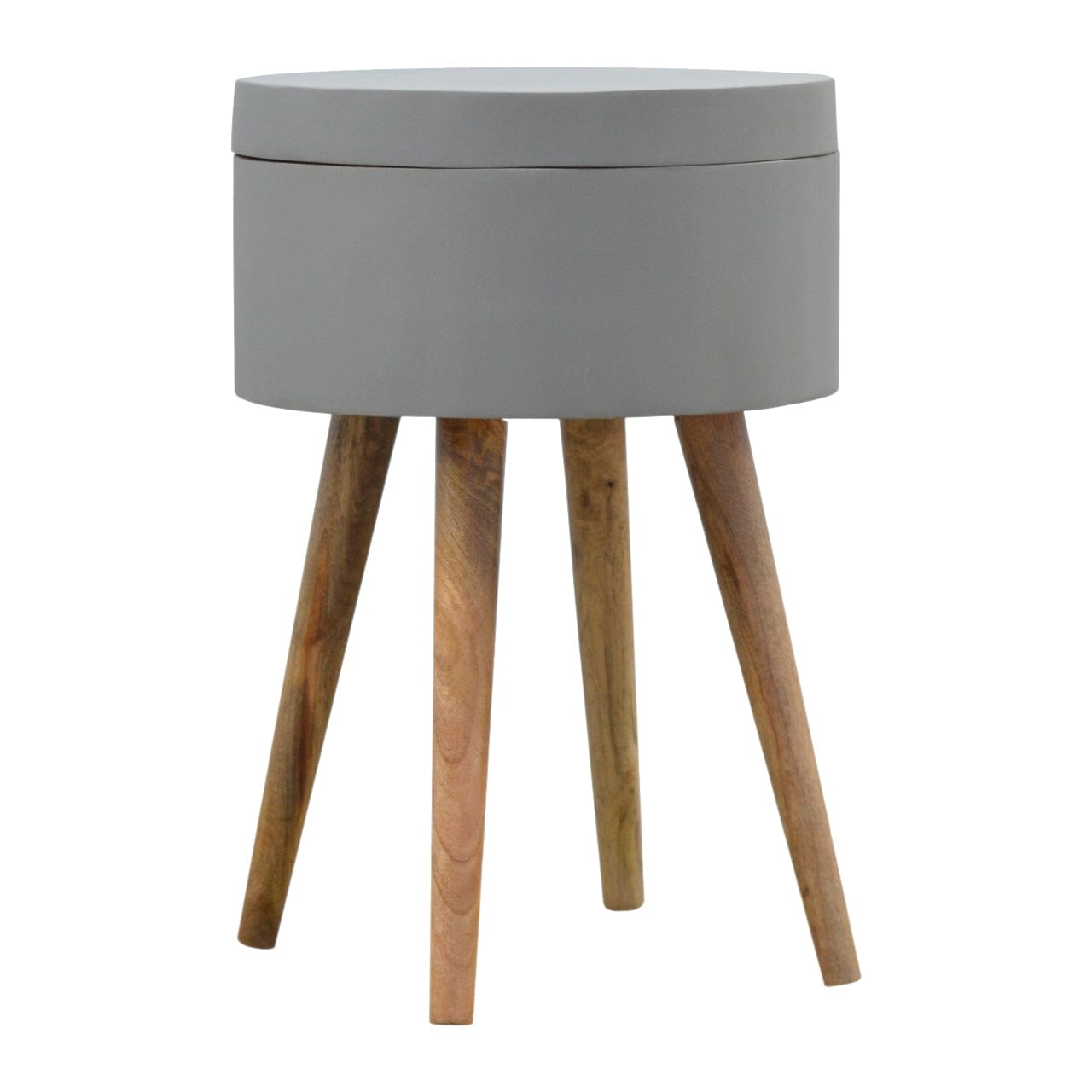 Grey Painted End Table - Solid Mango Wood Side Table for Living Room - main view showing handcrafted solid mango wood...